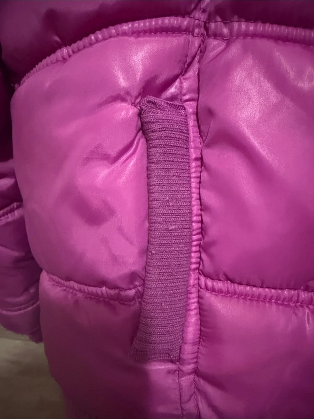 Justice Purple Girls' Puffer Jacket with Faux Fur Trim